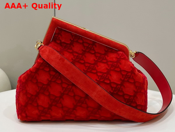 Fendi First Medium Red Suede Bag Replica