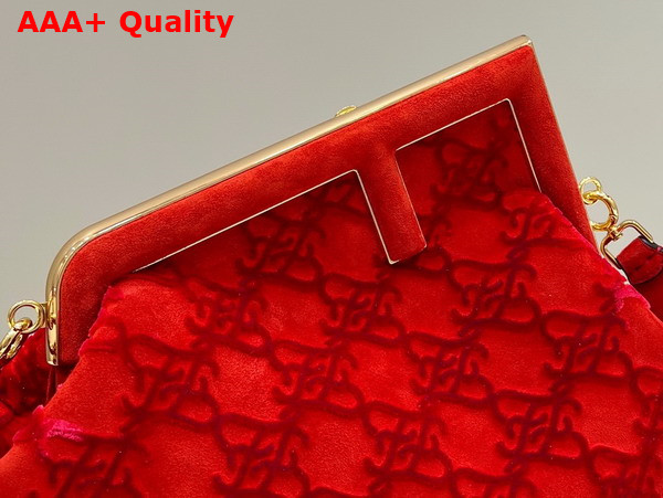 Fendi First Medium Red Suede Bag Replica