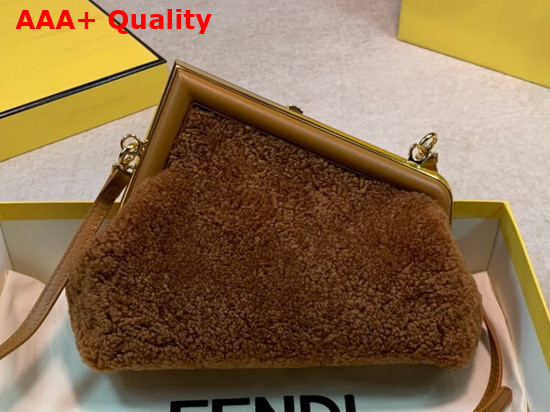 Fendi First Small Brown Sheepskin Bag Replica