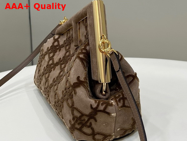 Fendi First Small Khaki Suede Bag Replica