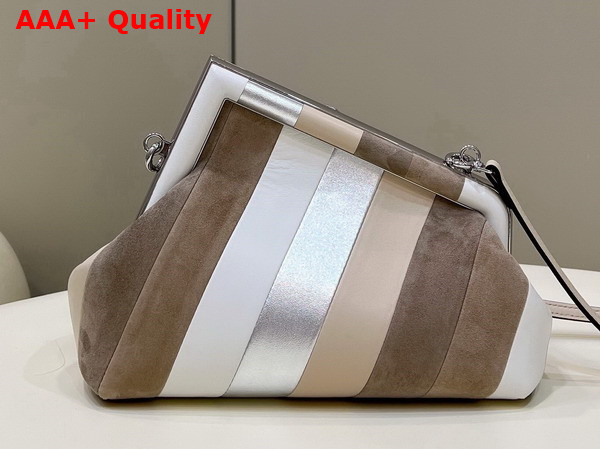Fendi First Small Leather Bag with Silver and Light Brown Inlay Replica