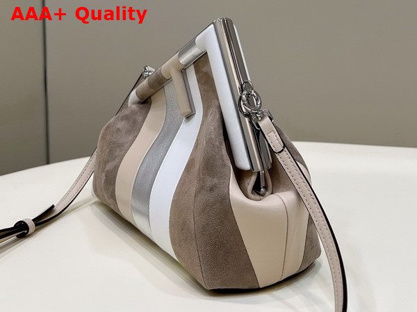 Fendi First Small Leather Bag with Silver and Light Brown Inlay Replica