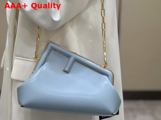 Fendi First Small Light Blue Leather Bag Replica