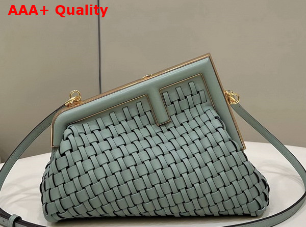 Fendi First Small Mint Green Leather Interlace Bag Replica