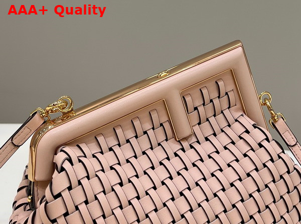 Fendi First Small Pink Braided Leather Bag Replica