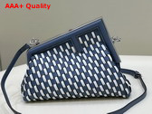 Fendi First Small White and Blue Woven Leather Bag Replica