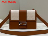 Fendi Flat Baguette in Beige Jacquard FF Fabric and Brown Leather Replica