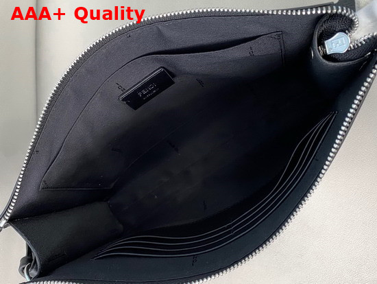 Fendi Flat Pouch Black Leather Pouch Replica