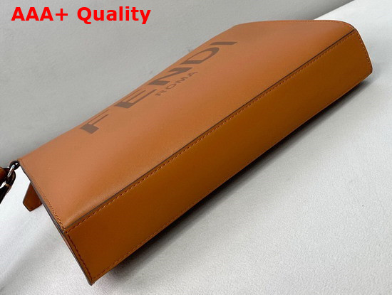 Fendi Flat Pouch Brown Leather Pouch Replica