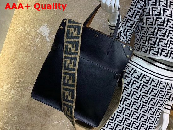 Fendi Flip Large Black Leather and Brown Suede Replica