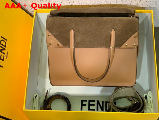 Fendi Flip Large Brown Leather and Suede Bag Replica