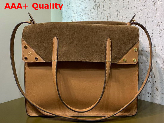 Fendi Flip Large Brown Leather and Suede Bag Replica