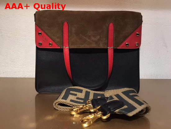 Fendi Flip Regular Multicolor Leather and Suede Bag Replica