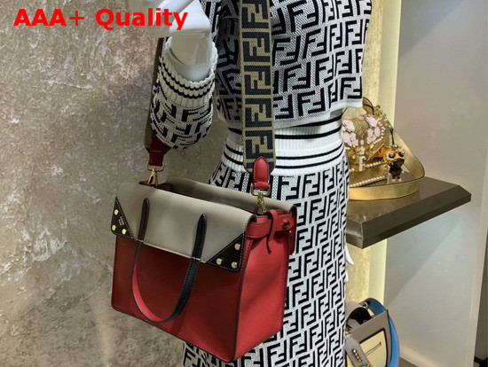 Fendi Flip Regular Tote Bag in Red Calf Leather Replica