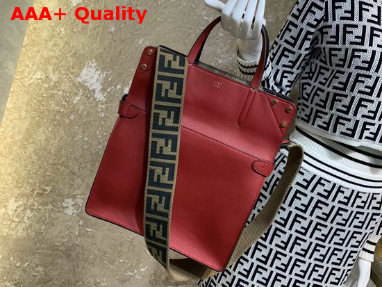 Fendi Flip Regular Tote Bag in Red Calf Leather Replica