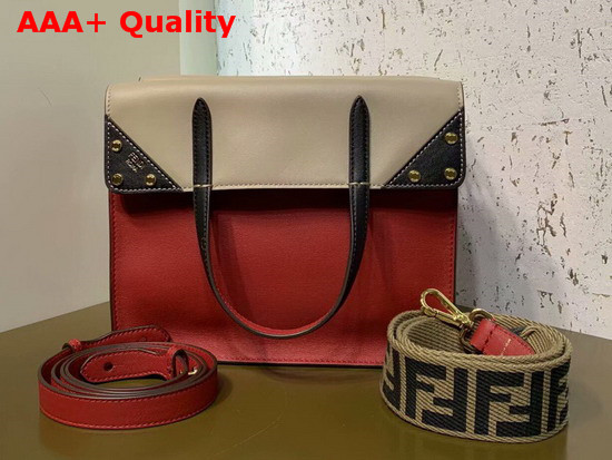 Fendi Flip Regular Tote Bag in Red Calf Leather Replica