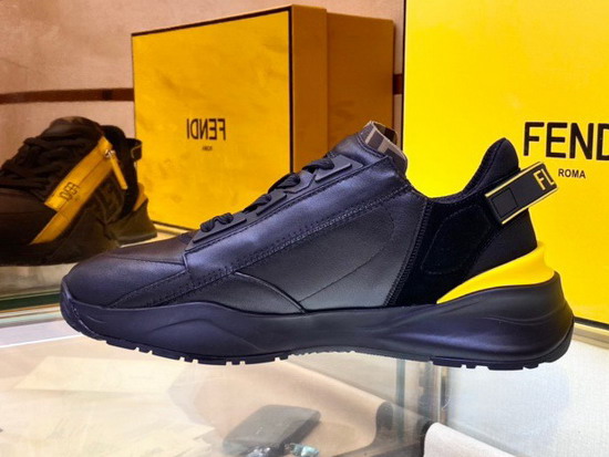Fendi Flow Black Leather Low Tops Replica