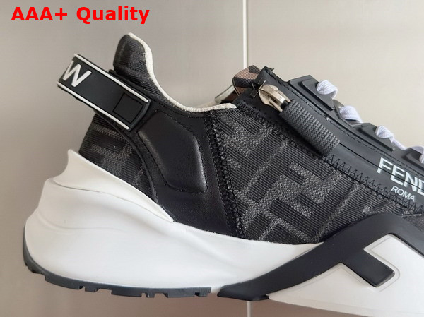 Fendi Flow Sneakers Blue FF Jacquard and White Leather Running Sneakers Replica