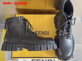 Fendi Force Biker Boots Black Leather and Brown FF Jacquard Biker Boots Replica