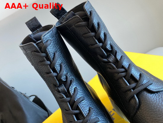 Fendi Force Black Leather Ankle Boots with Blue and Transparent Rubber Lug Sole Replica