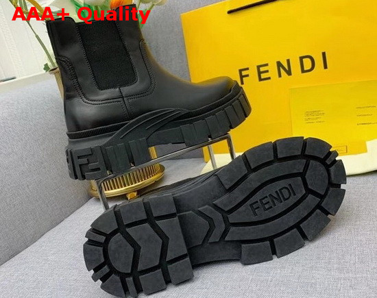 Fendi Force Chelsea Boots with Rounded Toe and Elastic Insert On The Side Black Calfskin Replica