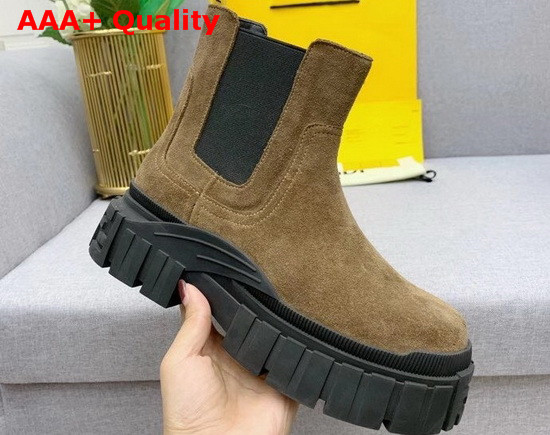 Fendi Force Chelsea Boots with Rounded Toe and Elastic Insert On The Side Brown Suede Leather Replica