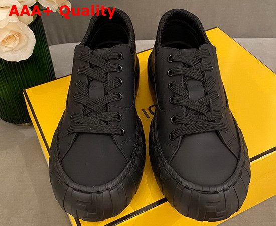 Fendi Force Lace Up Sneakers Black Leather Replica