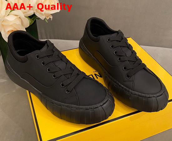 Fendi Force Lace Up Sneakers Black Leather Replica