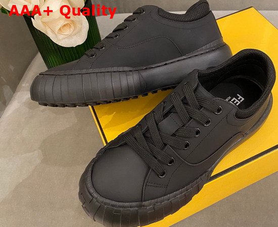 Fendi Force Lace Up Sneakers Black Leather Replica