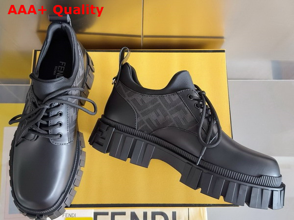 Fendi Force Lace Ups Black Leather Lace Ups Replica