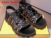 Fendi Force Sandals Black Tech Mesh and Leather Sandals Black and White Replica