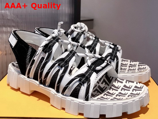 Fendi Force Sandals Multicolor Tech Mesh and Leather Sandals Black and White Replica