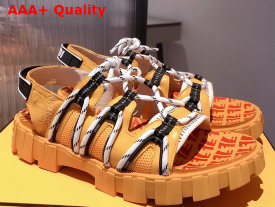 Fendi Force Sandals Yellow Tech Mesh and Leather Sandals Replica