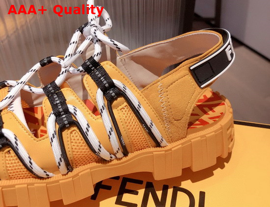 Fendi Force Sandals Yellow Tech Mesh and Leather Sandals Replica