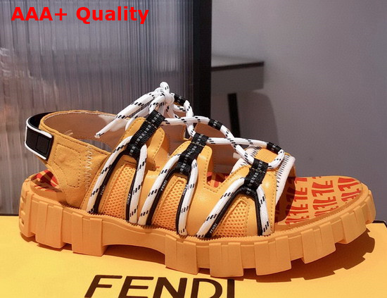 Fendi Force Sandals Yellow Tech Mesh and Leather Sandals Replica