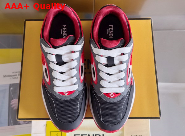 Fendi Forward Sneakers Dark Blue Mesh and Black Leather Low Tops Replica