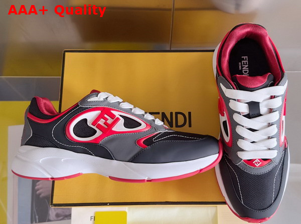 Fendi Forward Sneakers Dark Blue Mesh and Black Leather Low Tops Replica