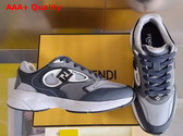 Fendi Forward Sneakers Gray Mesh and Blue Leather Low Tops Replica