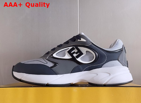 Fendi Forward Sneakers Gray Mesh and Blue Leather Low Tops Replica
