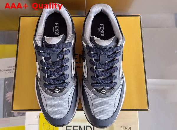 Fendi Forward Sneakers Gray Mesh and Blue Leather Low Tops Replica