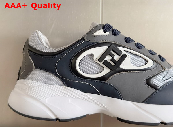 Fendi Forward Sneakers Gray Mesh and Blue Leather Low Tops Replica