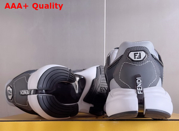 Fendi Forward Sneakers Gray Mesh and Blue Leather Low Tops Replica