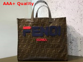 Fendi Glazed Fabric Shopper Bag with Fendi Mania Applique Replica