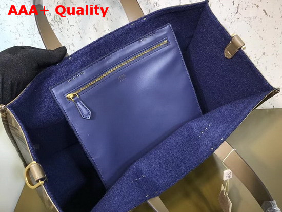 Fendi Glazed Fabric Shopper Bag with Fendi Mania Applique Replica