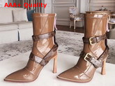 Fendi Glossy Beige Neoprene Ankle Boots Replica