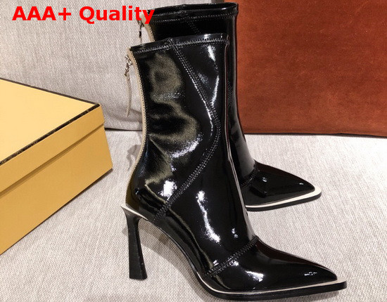 Fendi Glossy Black Neoprene Ankle Boots Replica