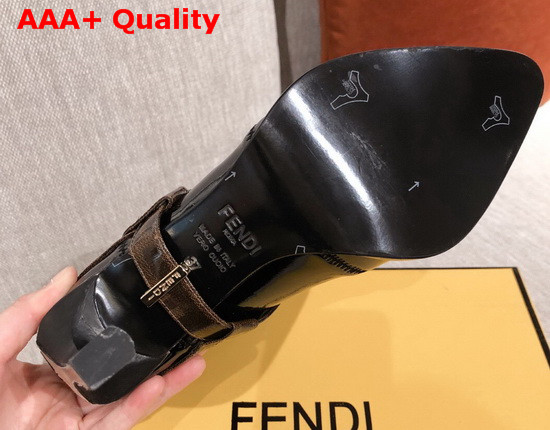 Fendi Glossy Black Neoprene High Heel Ankle Boots Replica