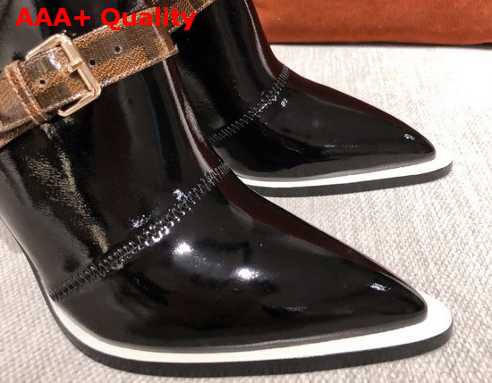 Fendi Glossy Black Neoprene High Heel Ankle Boots Replica