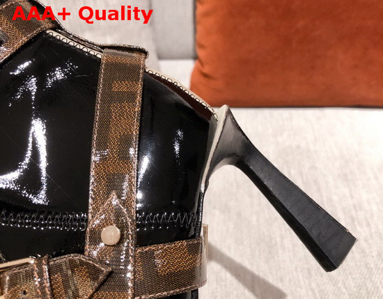 Fendi Glossy Black Neoprene High Heel Ankle Boots Replica