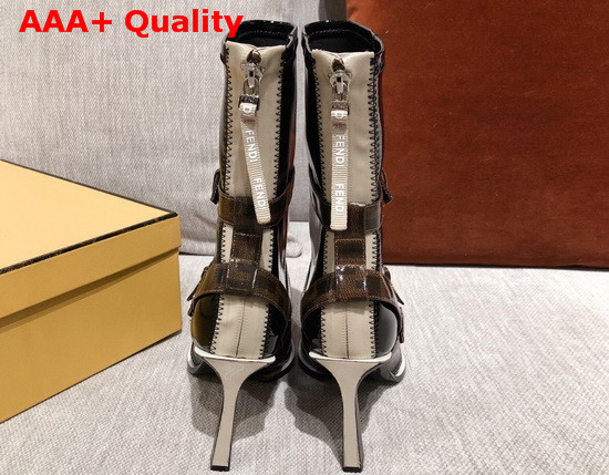 Fendi Glossy Black Neoprene High Heel Ankle Boots Replica